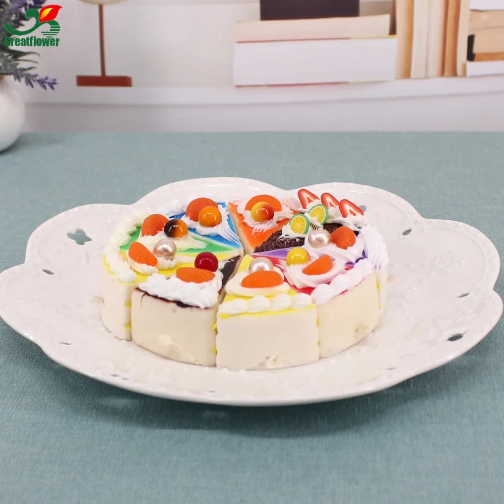 PU Triangle Artificial Cream Fruit Cake Lifelike Fake Food Model For