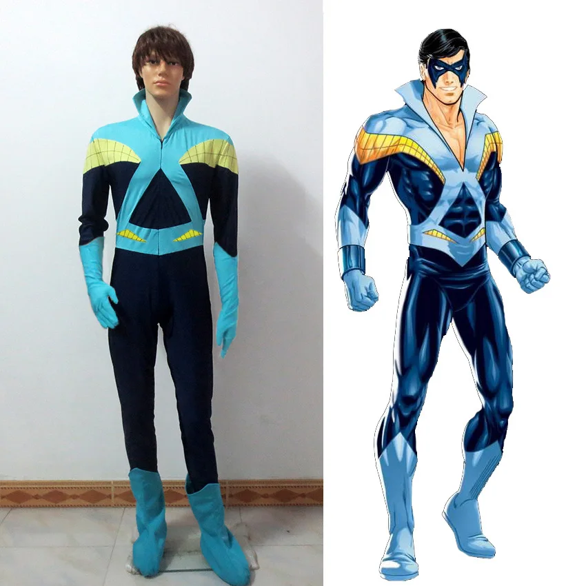 Young Justice Nightwing отбрасывающая версия Косплей Костюм член Грейсон комбинезон индивидуальный заказ