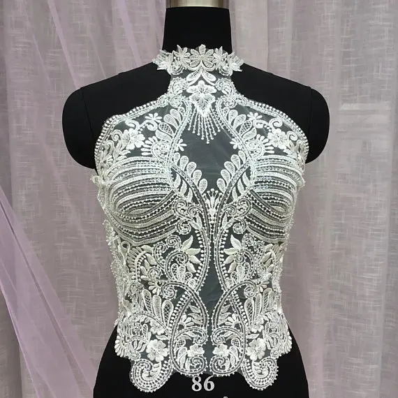 Exquisite 3D Heavily Bead Bodice Lace Applique for Haute Couture ...