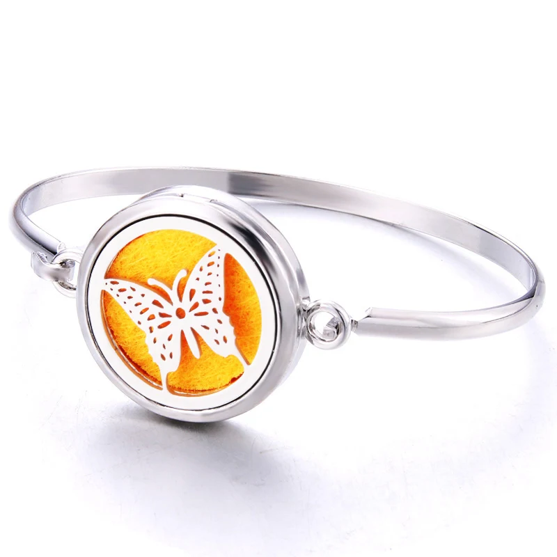 

Butterfly Perfume Aroma Diffuser Locket Bracelet Stainless Steel Aromatherapy Essential Oil Diffuser Magnetic Bracelet Jewelry