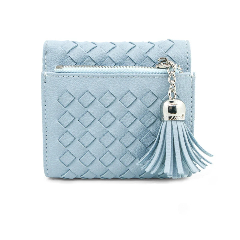 

Prettyzys Knitting Slim Women Short Wallets Small Wallet Solid Simple PU Leather Ladies Girls Coins Purse Card Holder Fashion