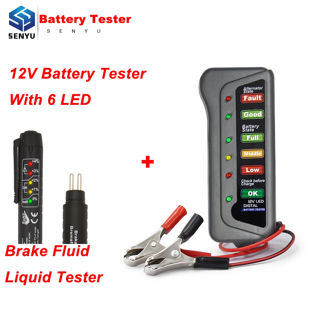 

12V Auto Digital Battery Alternator Tester 6 LED Light for Auto Diagnostic Tool For Cars/motorcycles/Trucks battery tester
