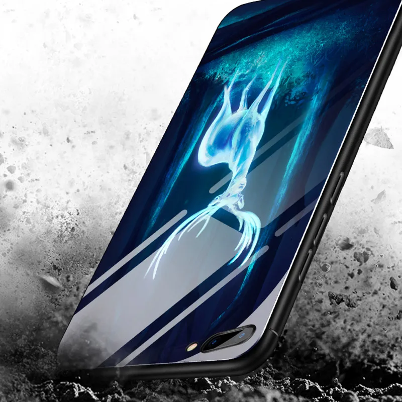 Luminous Glass Phone Case For Huawei HONOR 8X 8C 6X 7X 7C V9 9 Lite 9i 10 lite Note 10 Meteor Shower Night Shine Glass Cover (6)