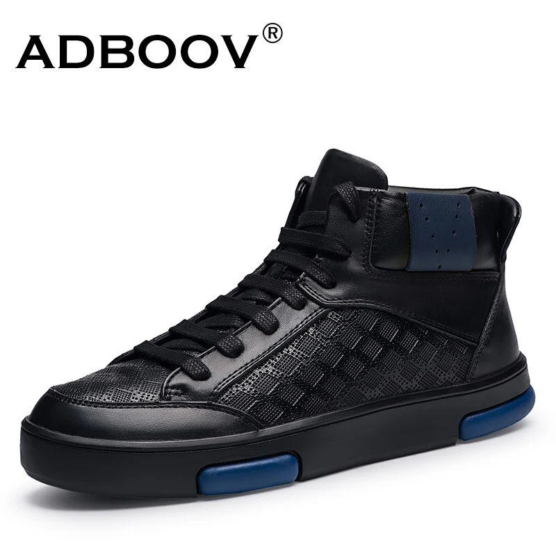 

ADBOOV Genuine Leather High Top Sneakers Men Fur Lining Winter Shoes Zapatos Para Hombre Casual Shoes