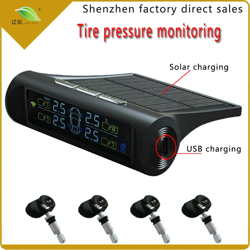

Light heart Solar TPMS Car Tire Pressure Alarm Monitor System Display 4 Internal / External Sensor Temperature Warning