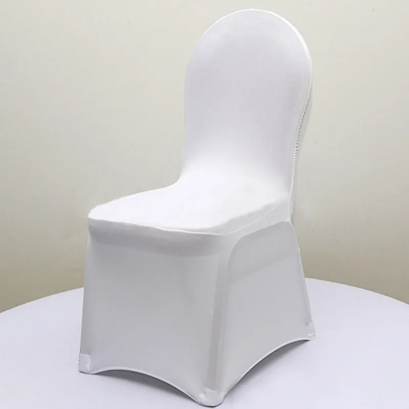 WedFavor 100 шт Белый Универсальный спандекс лайкра банкетные чехлы для стульев стрейч свадебные чехлы на стулья для гостиницы украшение для торжества