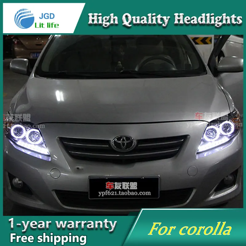 Высококачественный чехол для автомобиля для Toyota corolla 2007-2011 светодиодный головной светильник DRL Дневной ходовой светильник биксеноновый HID