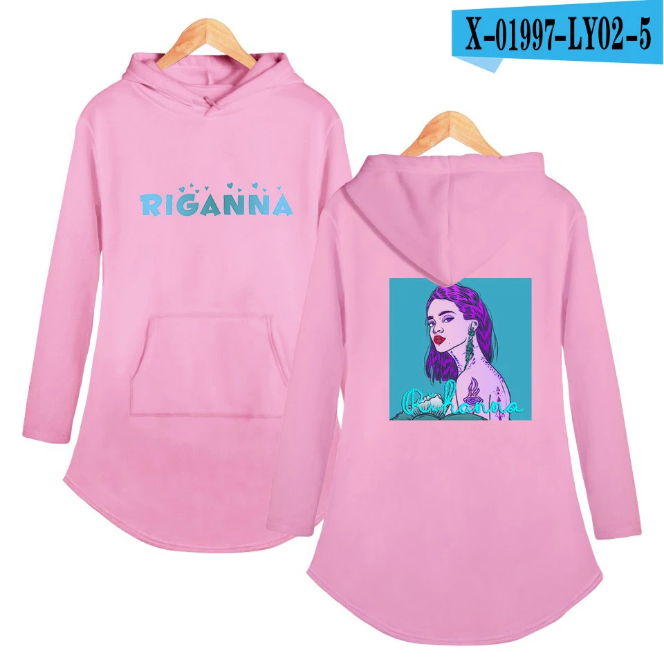 Толстовки Rihanna женские с принтом брендовая Женская Спортивная толстовка с капюшоном повседневные пуловеры с длинным рукавом плюс размер дропшиппинг - Цвет: pink
