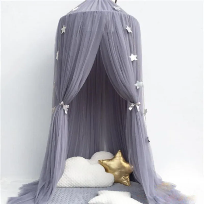 

7 Colors Hanging Mosquito Net Kids Baby Bedding Dome Dream Round Hung Curtain Tent Cotton Gauze Bedcover Curtain Home Decor