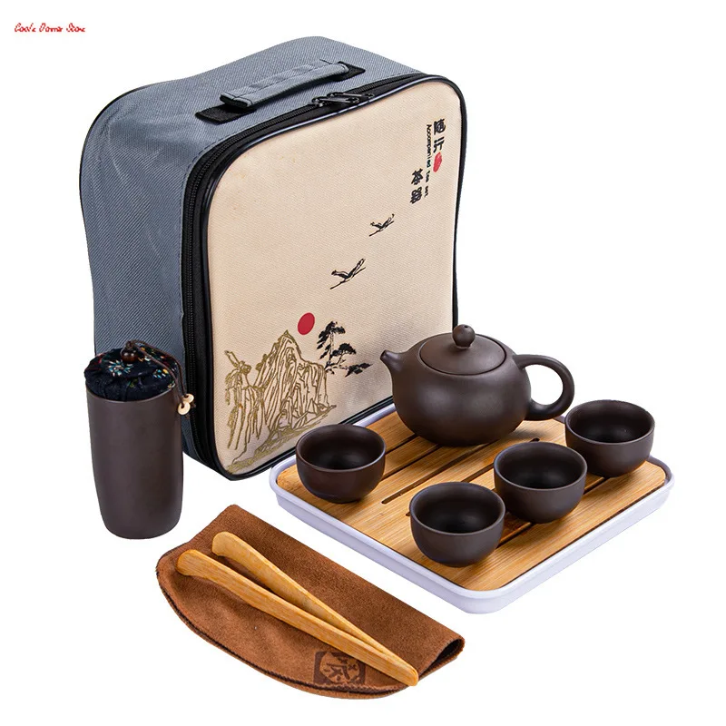 Purple Clay Travel Tea Set Yixing Teapot Drinkware Tea Cup Tureen Infuser Chinese Ceremony Outdoor/Home Teaware Sets tea set