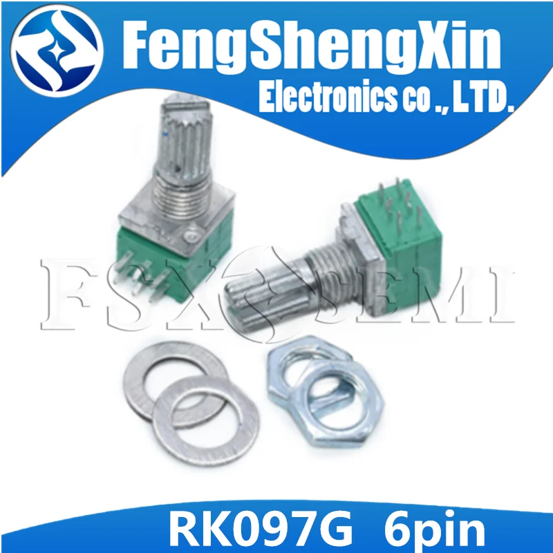 10pcs/lot RK097G 6Pin 5K 10K 20K 50K 100K B5K with a switch audio shaft 15mm amplifier sealing potentiometer Multiturn Potentiometer Linear Potentiometer Rotary Potentiometer Potentiometer Kit Trimmer Potentiometer Adjustable Resistor