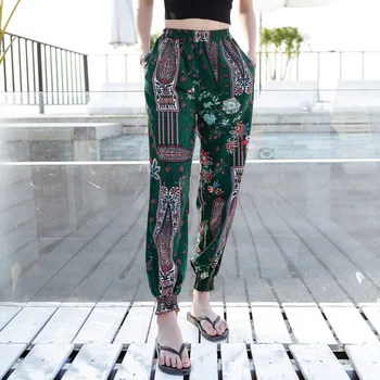 

Spring summer oversized slacks Bohemia printed beach pants women's casual lantern pants Thailand flower pants