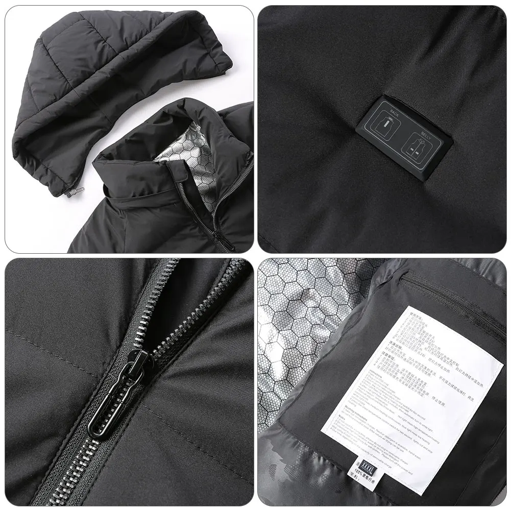 Новинка, универсальное зимнее пальто с капюшоном и электрическим подогревом, куртка, контроль температуры, USB, пояс на спине, умный жилет, защитная одежда