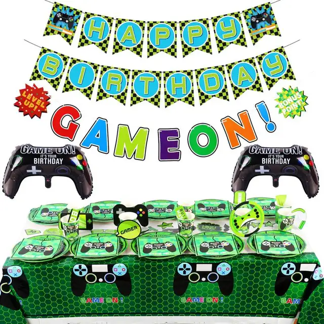 102Pcs Video Game Party Favors for Boys Birthday Party Decorations with  Keychains Straws Blowers Level Up Gaming Party Supplies - AliExpress