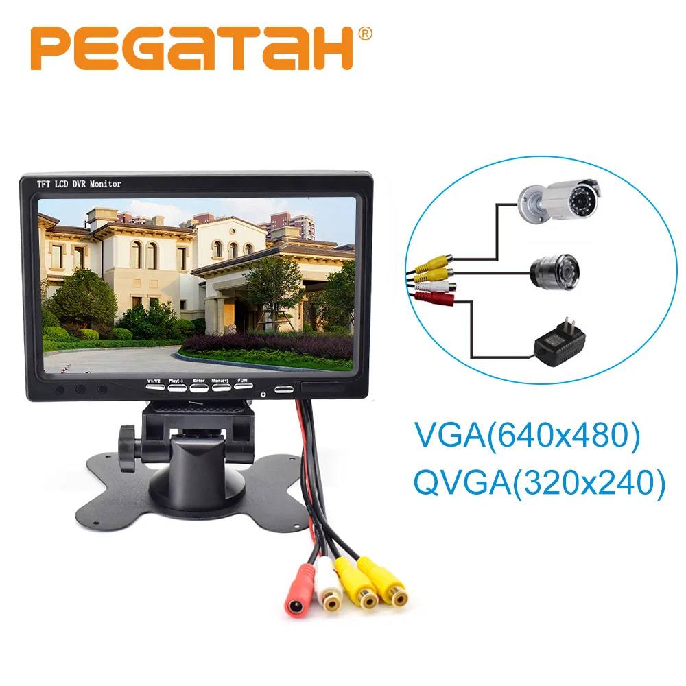 Новый 7 дюймов TFT ЖК дисплей DVR монитор Экран заднего вида Камера 2 Каналы