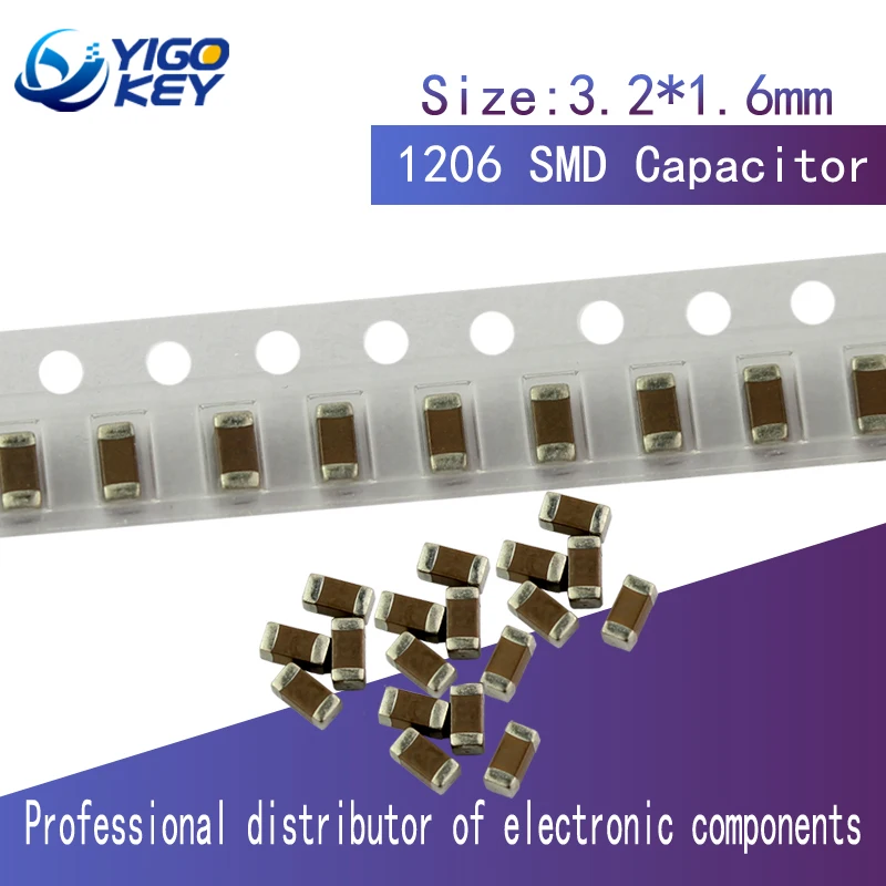100 шт. 1206 1 мкФ X5R ошибка 10% 105K 25 в SMD конденсатор | Электронные компоненты и