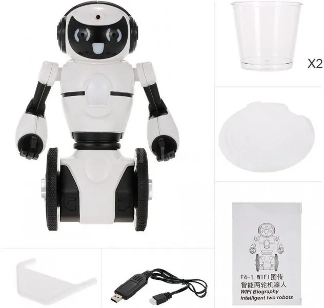 Белый робот WL toys F4 c WiFi FPV камерой, управление через APP- WLT-F4