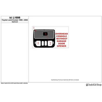 

Interior lining for Toyota Land Cruiser 1998-2002. Set L1698.