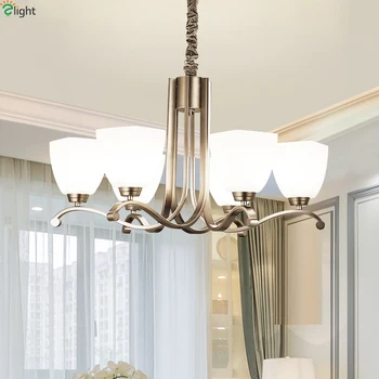 

Modern Nickel Metal Led Chandeliers Lighting Living Room Glass Led Pendant Chandelier Lights Bedroom Led Hanging Lamp Fixtures