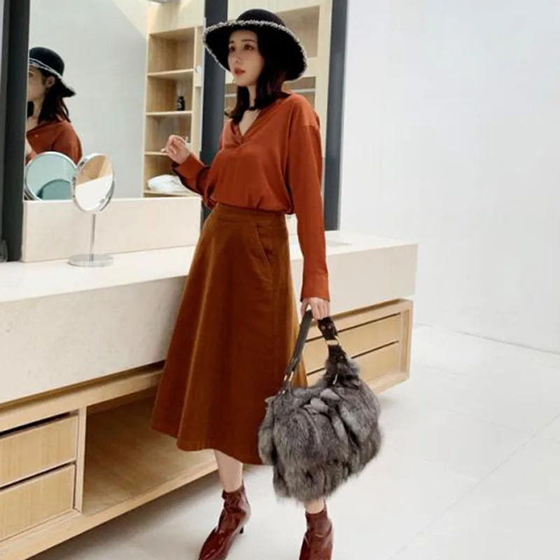 Women Winter Real Fox Fur Handbag Luxury Genuine Fur  Party Bag Tote Designer High Quality Real Silver Fox Fur Handbags Female 6
