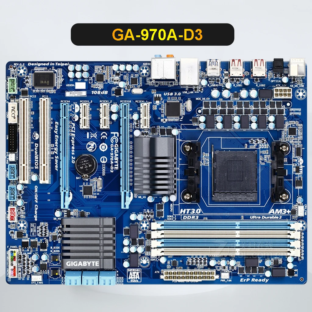 100% Оригинальный Gigabyte настольная материнская плата для GA-970A-D3 970A-D3 DDR3 гнездо AM3 +