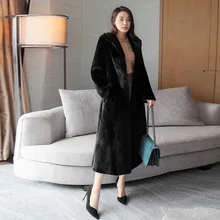 

Natural Fur Coats Winter Women Mink Fur Coat Female Genuine Leather Jackets Ladies Oversize Warm Thick Detachable Long 2021 New