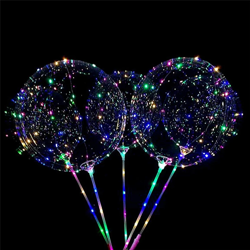 Handle Led Balloons with Stick Luminous Transparent Helium Ballons Wedding Birthday Party Decorations Kids Toy Light Balloon LED images - 6