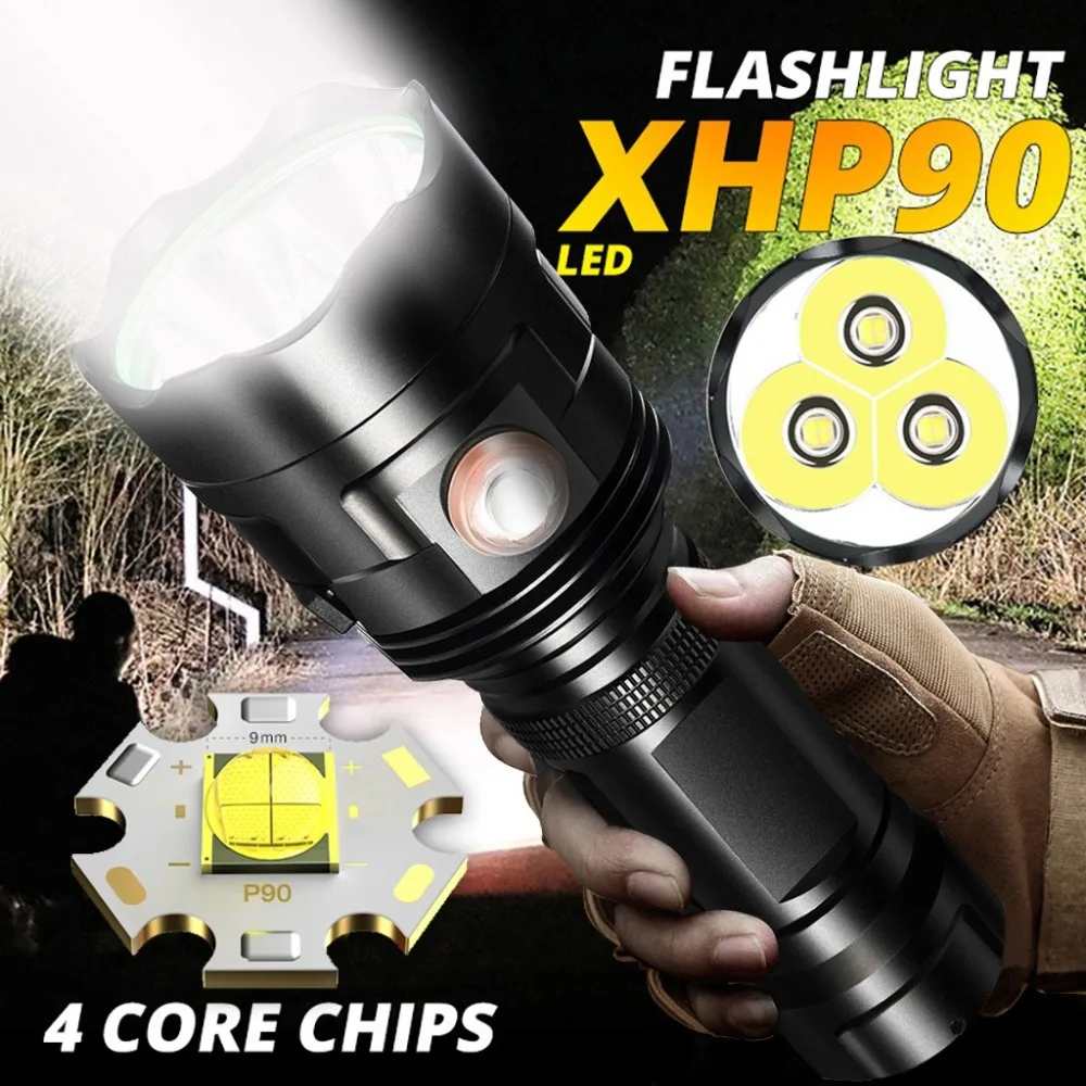 LED Torch Flashlight 3XHP90 Torch USB Rechargeable Waterproof Lamp Ultra Brigh Flashlight Torch 18650 Lanterna 40NOV29 (2)