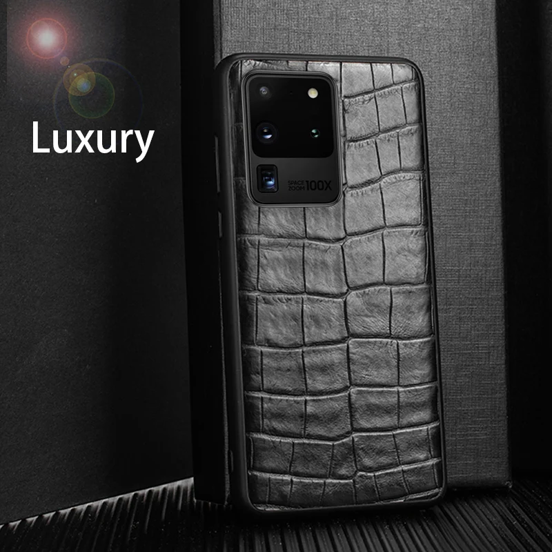 Natural Crocodile Leather Phone Case For Samsung Galaxy S20 Ultra S10 Plus S10e Cases Luxury Alligator Neck Belly Tail Cover Natural Crocodile Leather Phone Case For Samsung Galaxy S20 Ultra S10 Plus S10e Cases Luxury Alligator Neck Belly Tail Cover