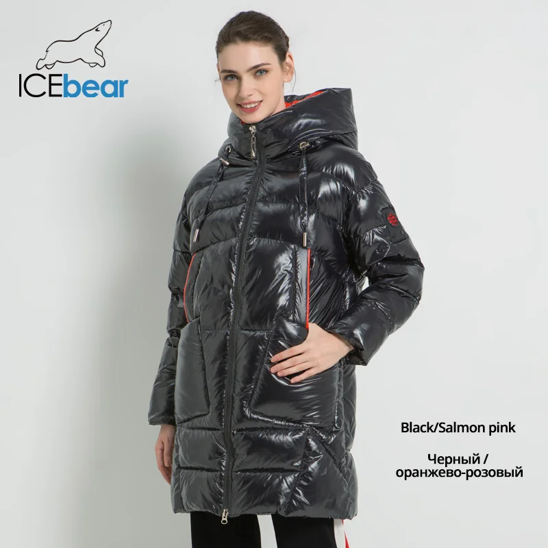 ICEbear новое зимнее женское пальто Женская куртка с капюшоном на молнии теплые пальто повседневные женские парки GWD19504I - Цвет: G901-3