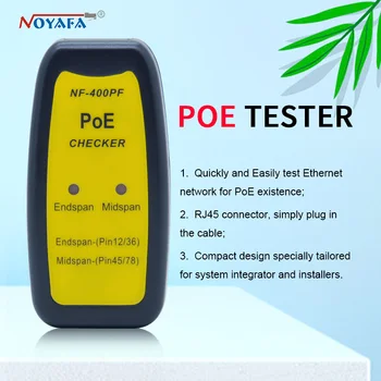 

POE Tester NF-400PF The 802.3af/802.at PoE (Power over Ethernet) Tester connected to an RJ45 outlet