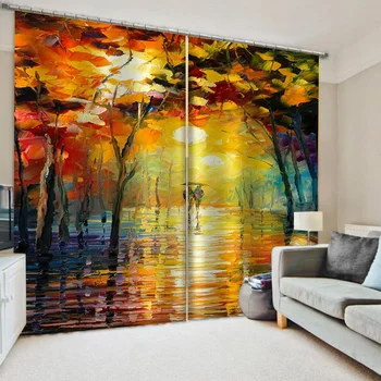 

Luxury Blackout 3D Window Curtains For Living Room Bedroom Drapes cortinas Custom painting nature scenery curtains 3d curtains