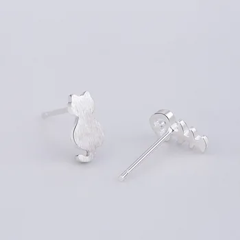 

YAOLOGE 925 Sterling Silver Prevent Allergy Stud Earrings Asymmetry Jewelry for Women Creative Fish Geometric Handmade Earring
