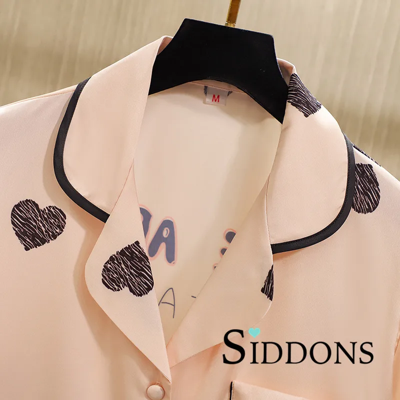 Siddons 2020 Summer New Pajamas Women's Spring Silk Thin Section Summer Loose Simulation Silk Two-piece Suit Home Service
