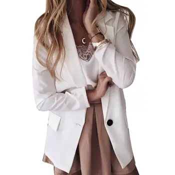 

Women Blazer Formal Blazers Office Lady Work Suit Pockets Jackets Coat Slim Black White Fit Coats Jackets Blazer