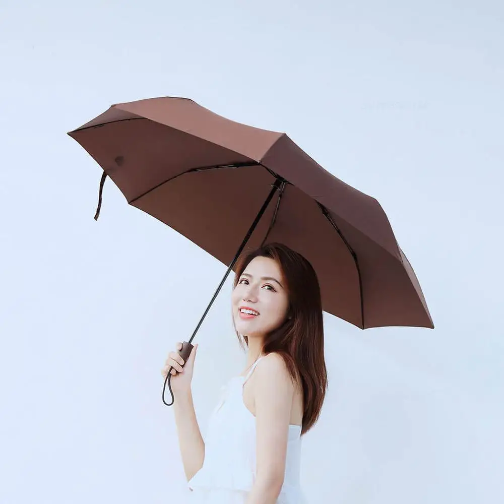 XIAOMI MIJIA Солнечный зонтик портативный трехслойный ручной открытый зонтик Солнцезащитный ветрозащитный УФ Дождь алюминиевый мужской женский пляжный зонт