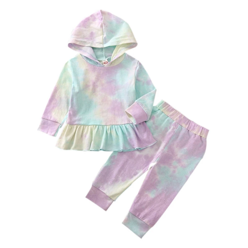 

Foreign Trade Cross-border Amazon LAZADA Autumn And Winter New Baby And Toddler Tie-dye Hooded Sweater Suit