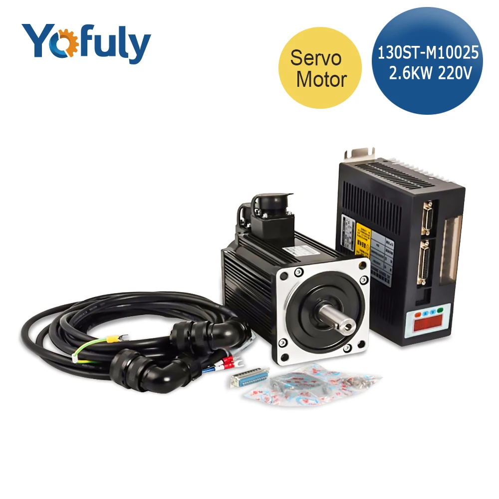 

130ST-M10025 2.6KW 220V AC Servo motor 2600W 2500RPM 10N.M. Single-Phase ac drive permanent magnet Matched Driver AASD-30A