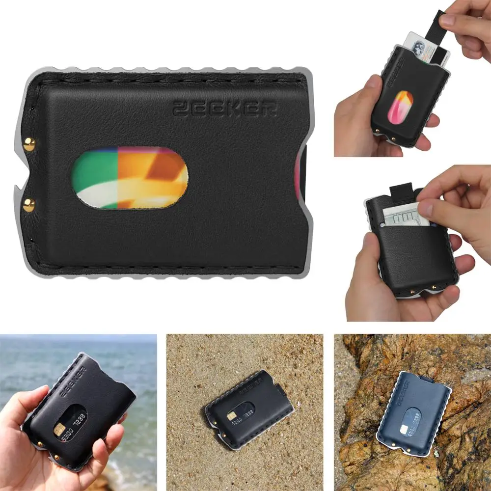 

ZEEKER Men's Wallets Slim Front Pocket Wallet RFID Blocking Card Holder Wallet Minimalist Handmade Genuine Leather Wallet