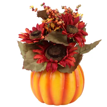 

1Pc Halloween Flower Decoration Pumpkin Pot Sunflower Artificial Flower Colorful