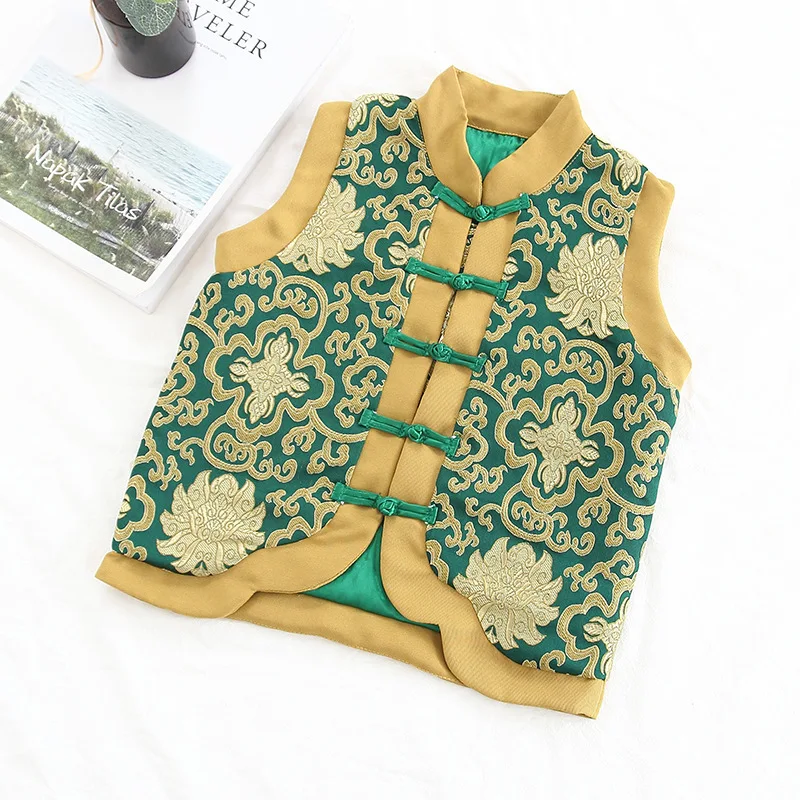 Boys vest Традиционная китайская одежда для детей в стиле ретро; коллекция года; новогодние вечерние хлопковые жилеты с вышивкой «Брат Чонсам сестры»; праздничная одежда - Цвет: Boys vest