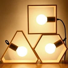 Деревянный Настольный светильник, Квадратный Настольный светильник, хорошее качество, Деревянный светильник E27, разные формы, рождественский подарок