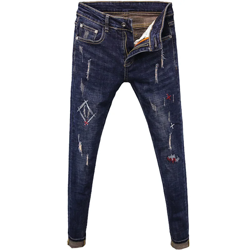 Simple stylish 2020 Fashion Casual stitching decorative denim jeans men's spring autumn hip hop Slim stretch skinny pants men Simple stylish 2020 Fashion Casual stitching decorative denim jeans men's spring autumn hip hop Slim stretch skinny pants men