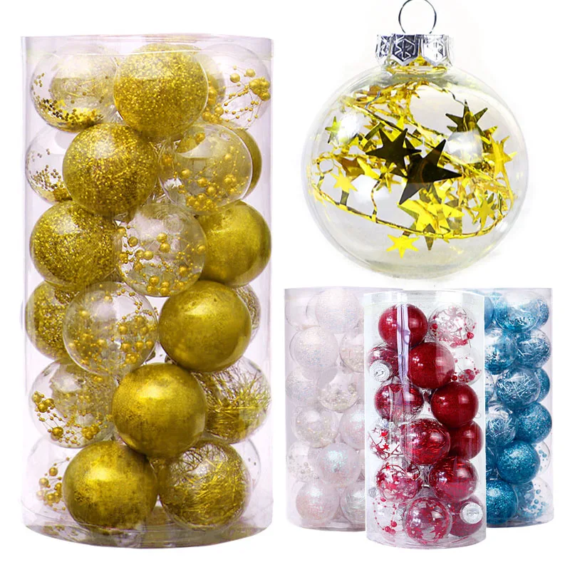 24Pcs 6cm Christmas Balls Pendants Christmas Tree Ornaments Colorful Ball For Home Hanging Decor Xmas New Year Party Gifts Noel