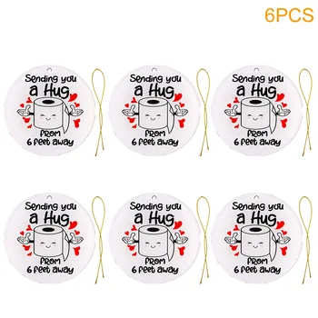 

6pcs/set Holiday DIY Gift Home Ornaments Round Carft Santa Claus Wooden Hanging Pendant Christmas Decorations Dancing Party Yard