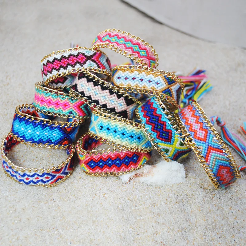 Boho paint красочные Каури Seashell цепи звено границы ручной работы браслет для женщин Femme Восточной Европы Стиль Ювелирные изделия с кистями группа