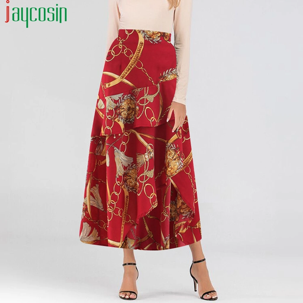 Женская юбка с высокой талией и длинным принтом, Свободная Женская облегающая плиссированная юбка, Повседневная дышащая женская юбка-карандаш размера плюс