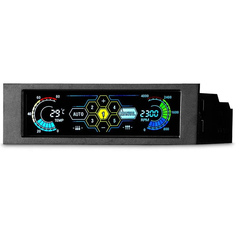 Lcd Touchscreen Fan Controlador de Velocidade Vias pc Refrigeração do Computador Controlador de Temperatura Painel Frontal Monitor de Temperatura 525 - Imagem 4