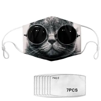 

HYCOOL Cool Sunglasses Cat Print Unisex Adults Children Teenager PM2.5 Prevent Dust-proof Winter Warmer Face Mouth Masks Filters