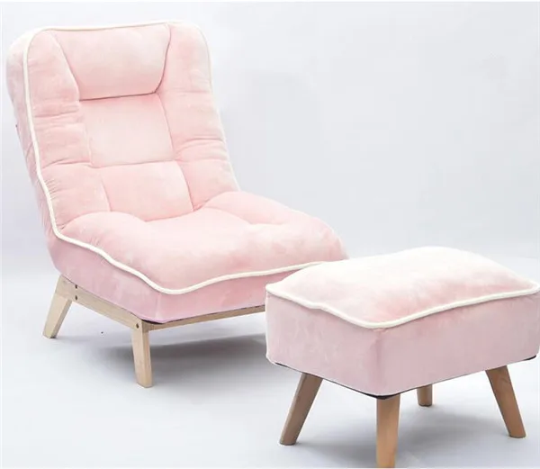 Индивидуальный складной ленивый диван с табуреткой подставка для ног откидной Регулируемый Спинкой Кресло для отдыха пол мягкий диван стул розовый цвет
